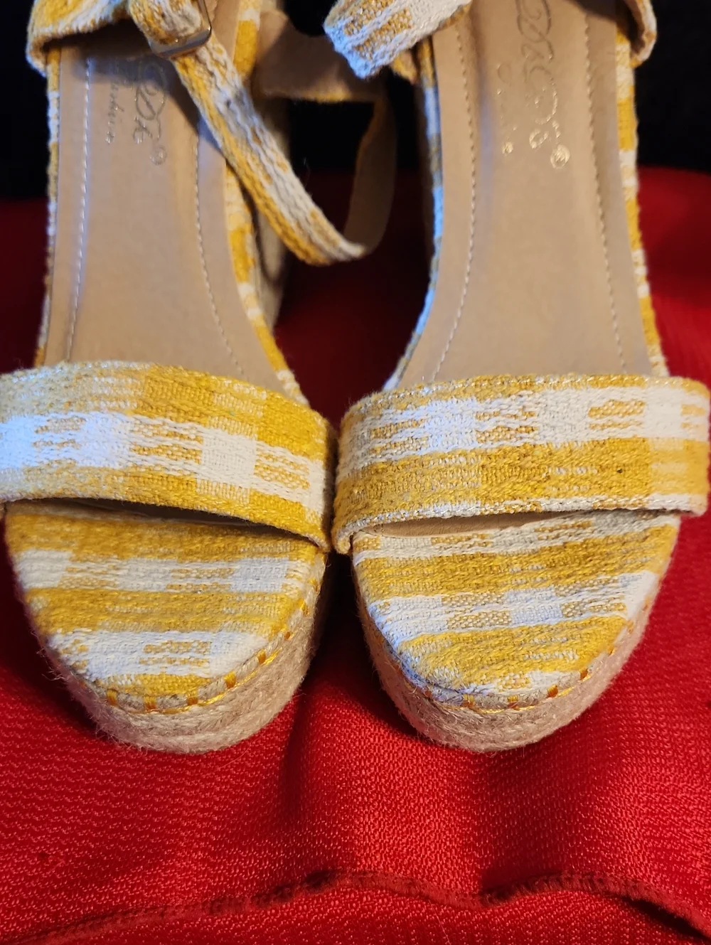 Yellow Striped Women's Platform Wedge Sandals